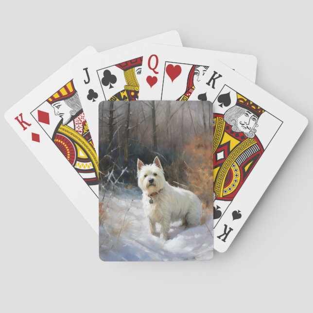 Baraja De Cartas West Highland White Terrier deja que nieve Navidad (Reverso)
