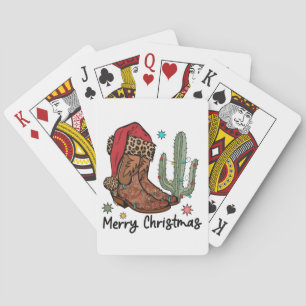 Baraja De Cartas Western Boots Santa Merry Navidad Boots Navidad Na