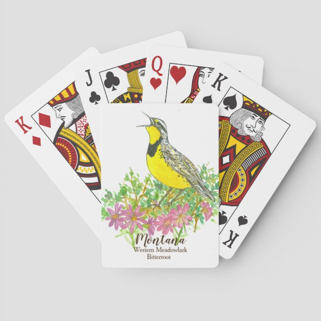 Baraja De Cartas Western Meadowlark Bird Bitterroot Montana (Reverso)