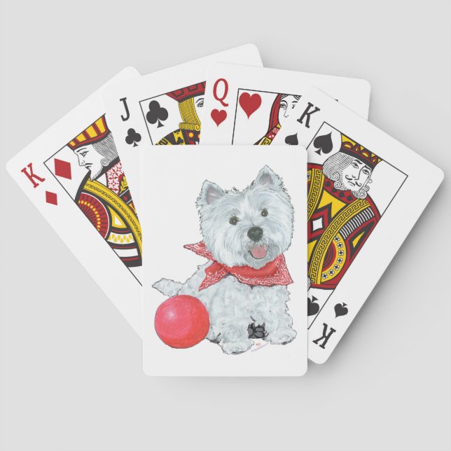 Baraja De Cartas Westie Con Ball Rojo (Reverso)
