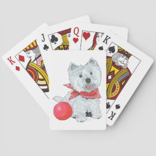 Baraja De Cartas Westie con pelota roja