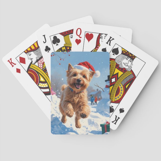 Baraja De Cartas Wheaten Terrier Running in Snow with Navidades Gor (Reverso)