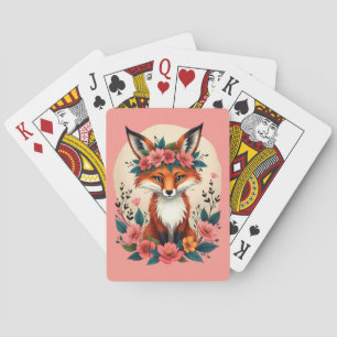 Baraja De Cartas Whimsical Boho Fox con la florida Tierra de la Cor