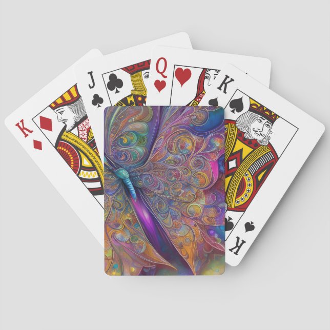Baraja De Cartas Whimsical Butterfly Fractal Watercolor Pai Digital (Reverso)