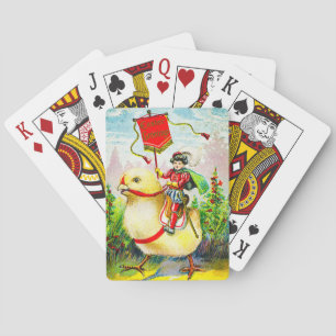 Baraja De Cartas Whimsical Easter Greetings: Sobre el polluelo giga