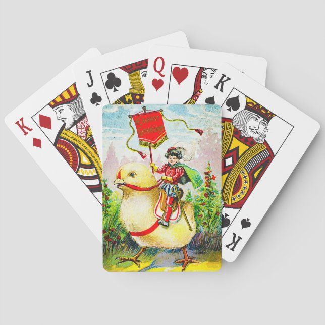 Baraja De Cartas Whimsical Easter Greetings: Sobre el polluelo giga (Reverso)