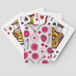 Baraja De Cartas Whimsical flowers in red and white
