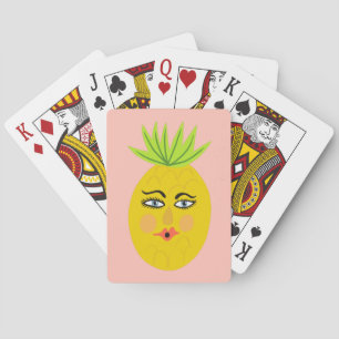 Baraja De Cartas Whimsical Pineapple Funny Face PERSONALIZAR IT