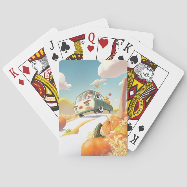 Baraja De Cartas Whimsical Pumpkin Ride (Reverso)
