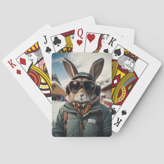 Baraja De Cartas Whimsical Snowboarding Bunny (Reverso)