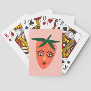 Baraja De Cartas Whimsical Strawberry Funny Face PERSONALIZAR IT