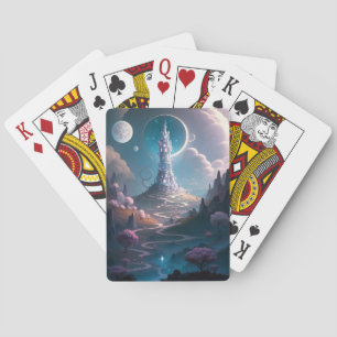 Baraja De Cartas Whimsical Tower Paisaje Fantasía Arte