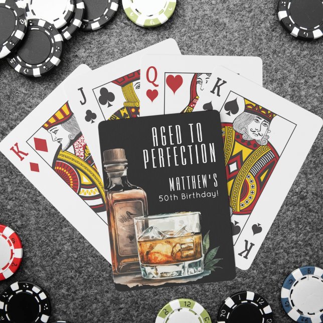 Baraja De Cartas Whisky de Cumpleaños Envejecido a la Perfección (Aged To Perfection Birthday Whiskey Poker Cards)