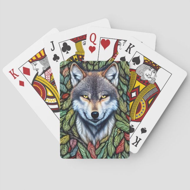 Baraja De Cartas Wilderness Woodland Predator Wolf (Reverso)