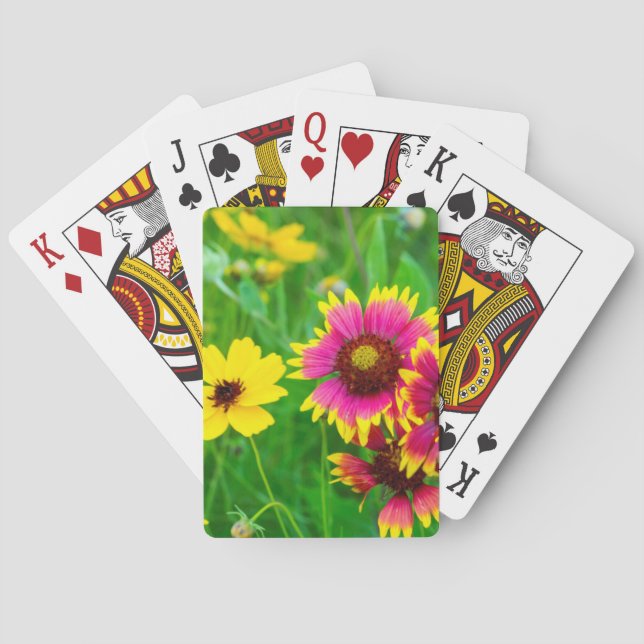 Baraja De Cartas Wildflowers de la pradera en país de la colina (Reverso)