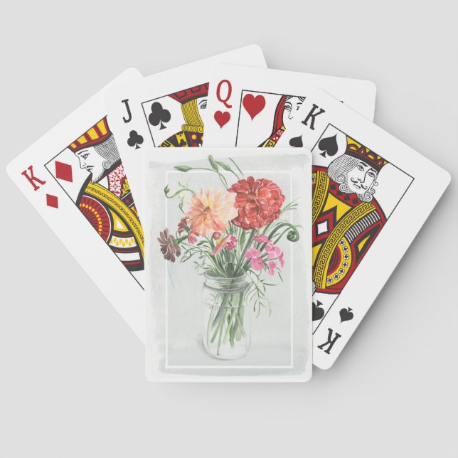Baraja De Cartas Wildflowers del verano - rosas y rojos (Reverso)