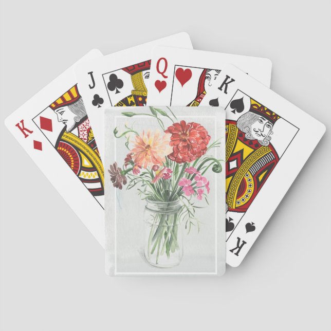 Baraja De Cartas Wildflowers del verano - rosas y rojos (Reverso)