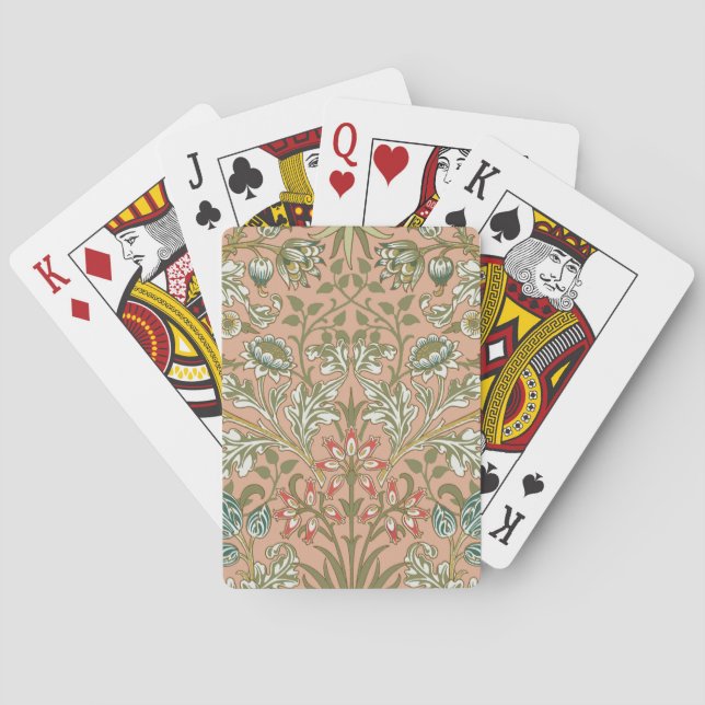 Baraja De Cartas William Morris Hyacinth Flower Rosa Art (Reverso)