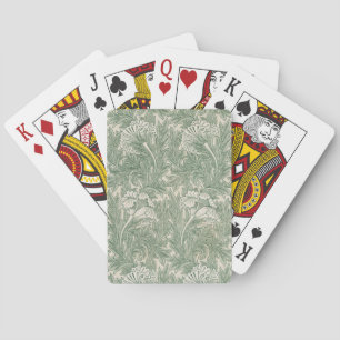 Baraja De Cartas William Morris Verde Salvia Patrón de Tulipán: Vin