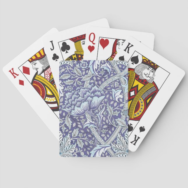 Baraja De Cartas William Morris Windrush flores azules florales (Reverso)