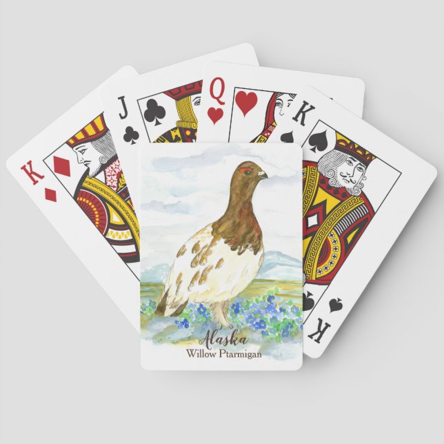 Baraja De Cartas Willow Ptarmigan, ave del estado de Alaska, no me  (Reverso)