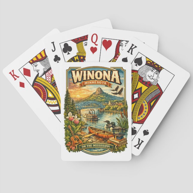 Baraja De Cartas Winona, MN Minnesota Souvenir Gift Playing Cards (Reverso)