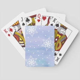 Baraja De Cartas Winter Morple Blue Sky White Snowflakes Polka Dots
