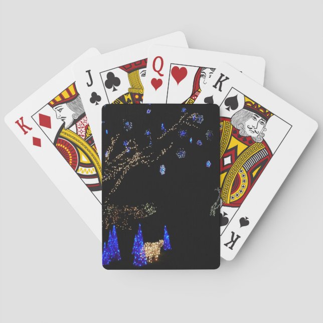 Baraja De Cartas Winter Wonderland ilumina vacaciones azules y blan (Reverso)