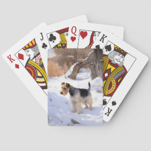 Baraja De Cartas Wire Fox Terrier Deja que nieve Navidad 