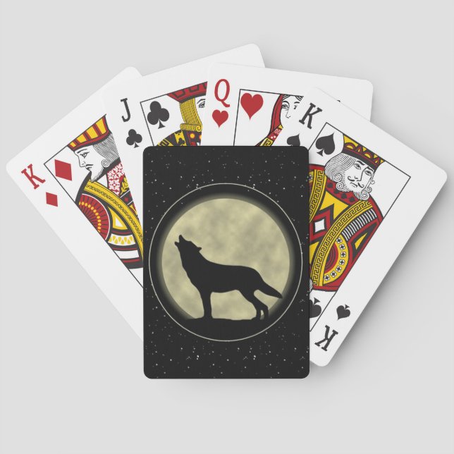 Baraja De Cartas Wolf Silhouette, tarjetas de juego de póquer en bi (Reverso)