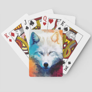 Baraja De Cartas Wolf Wild Nature Color de animal Pintura de arte