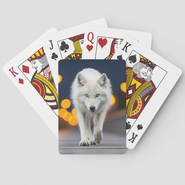 Baraja De Cartas Wolf Wildlife Animal En La Calle (Reverso)