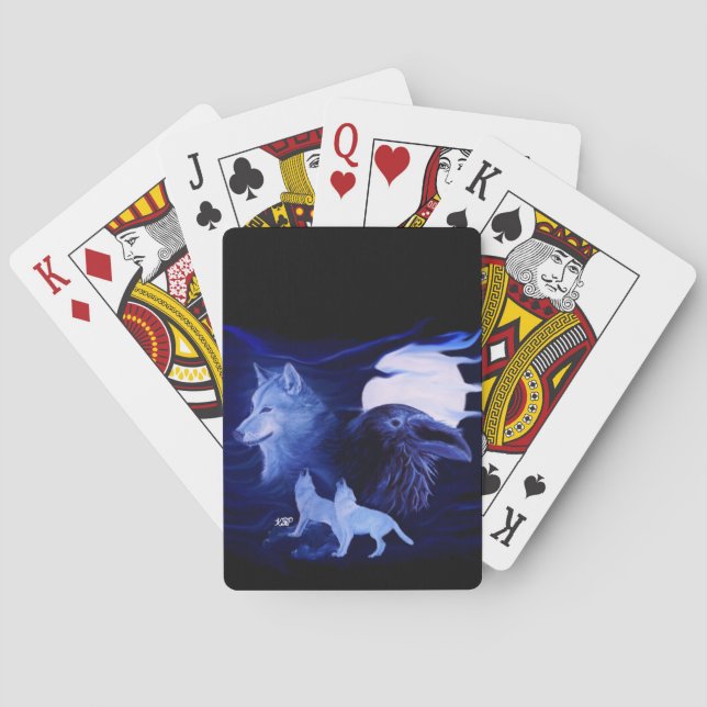 Baraja De Cartas Wolf y Raven con luna llena (Reverso)