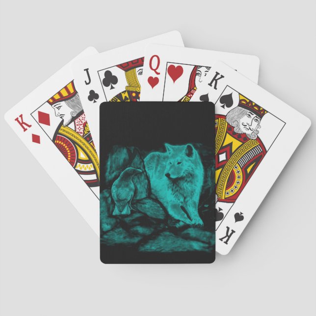 Baraja De Cartas Wolf y Raven en la noche (Reverso)
