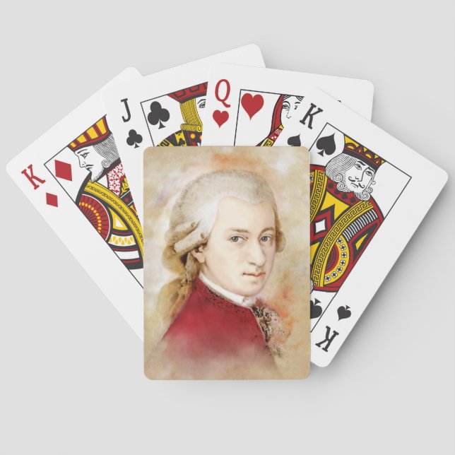 Baraja De Cartas Wolfgang Amadeus Mozart en la acuarela estilo (Reverso)