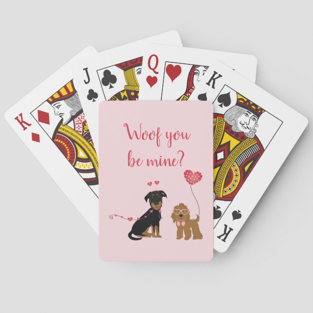 Baraja De Cartas Woof You Be Mine Valentine Dogs (Reverso)