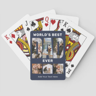 Baraja De Cartas World's Best Dad Ever Custom 6 Photo Blue