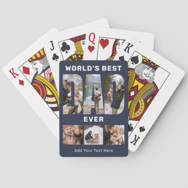 Baraja De Cartas World's Best Dad Ever Custom 6 Photo Blue (Reverso)