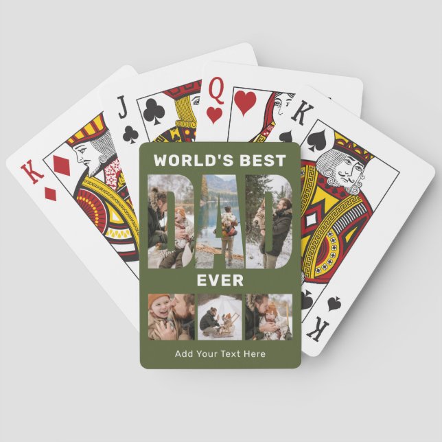 Baraja De Cartas World's Best Dad Ever Custom 6 Photo Green (Reverso)