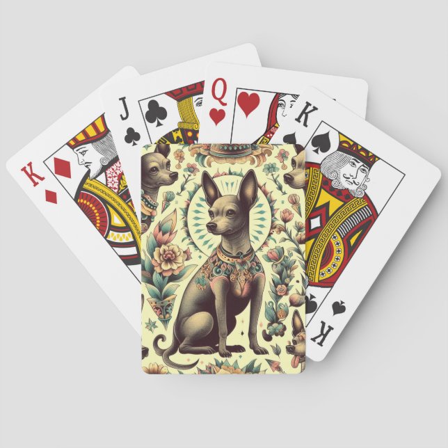 Baraja De Cartas Xoloitzcuintle de época (Reverso)