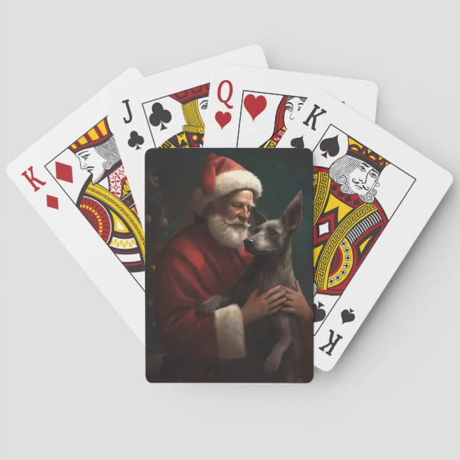 Baraja De Cartas Xoloitzcuintli Con Navidades festivos de Santa Cla (Reverso)