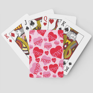Baraja De Cartas XOXO Valentine Patrón de Corazón Rojo Rosa