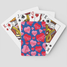 XOXO Valentine Patrón de Corazón Rojo Rosa Azul