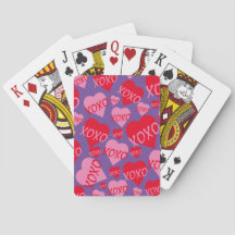 XOXO Valentine Patrón de Corazón Rojo Rosa Púrpura