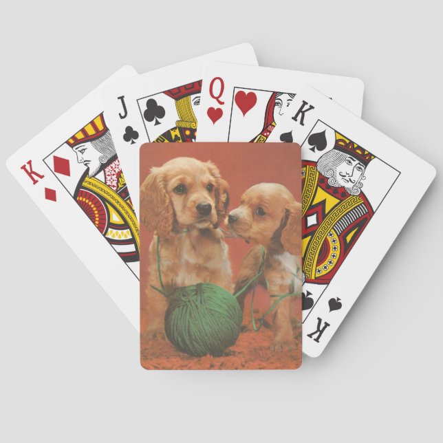 Baraja De Cartas Yarn y afecto, Cocker Spaniels en juego (Reverso)