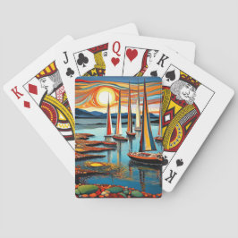 Baraja De Cartas Yates junto a la orilla