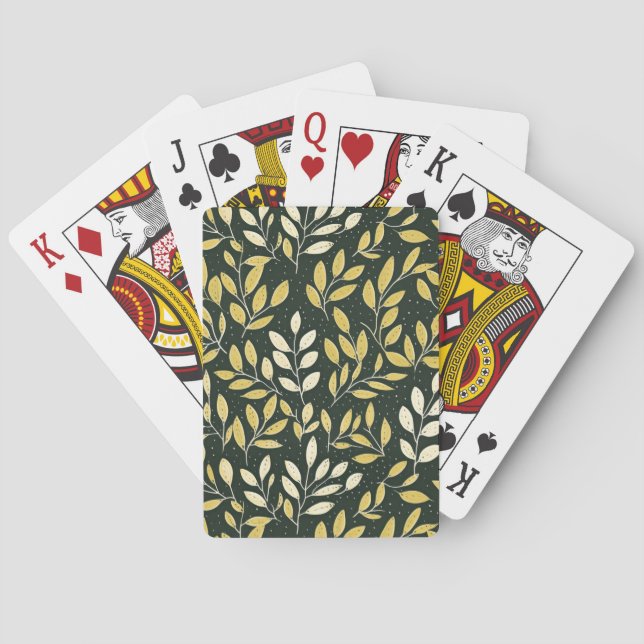 Baraja De Cartas Yellow and Cream Leafy Branches Pattern  (Reverso)
