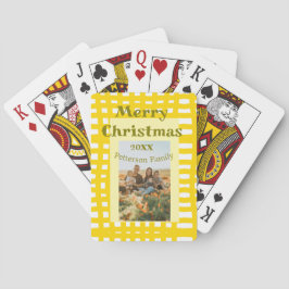 Baraja De Cartas Yellow white plaid retro Christmas holiday family 