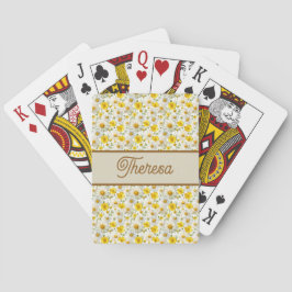 Baraja De Cartas Yellow Wildflowers Pattern Monogram Name