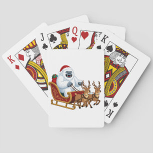 Baraja De Cartas Yeti Divertido Montando un Trineo de Navidad